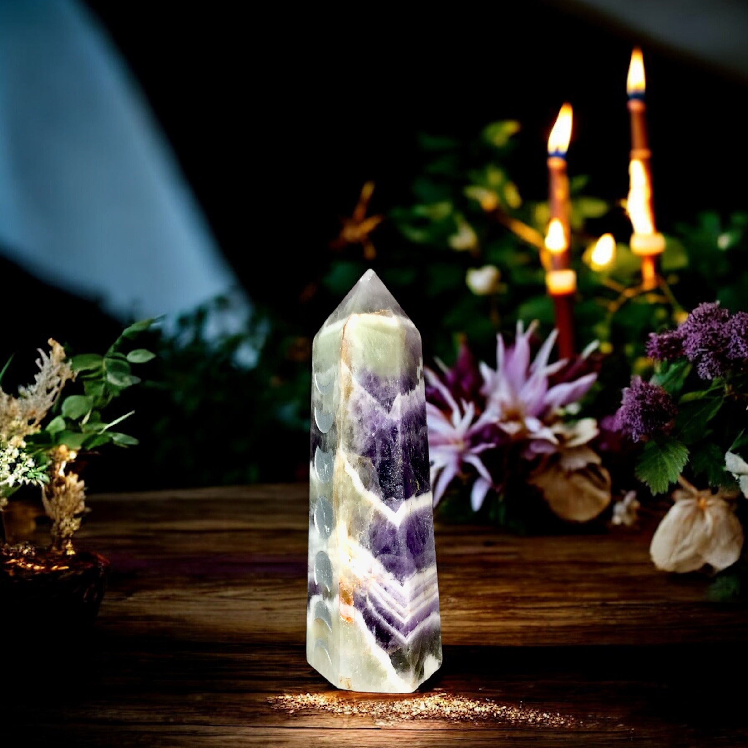 Chevron Amethyst Point | Moon Phase