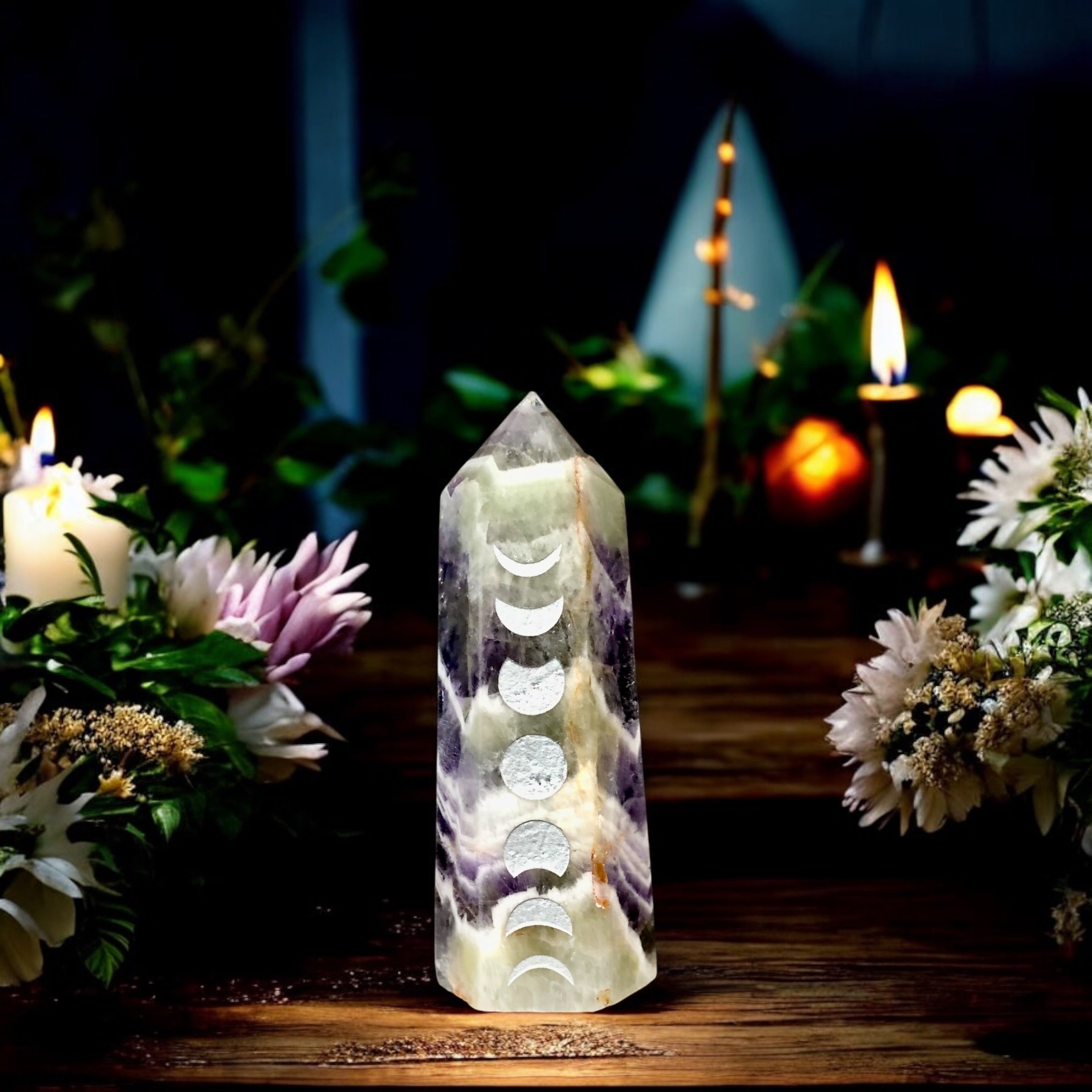 Chevron Amethyst Point | Moon Phase