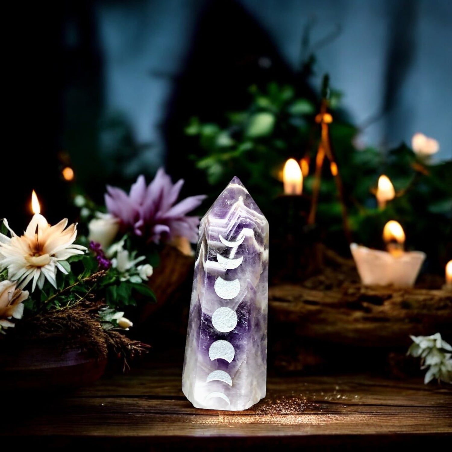 Chevron Amethyst Point | Moon Phase