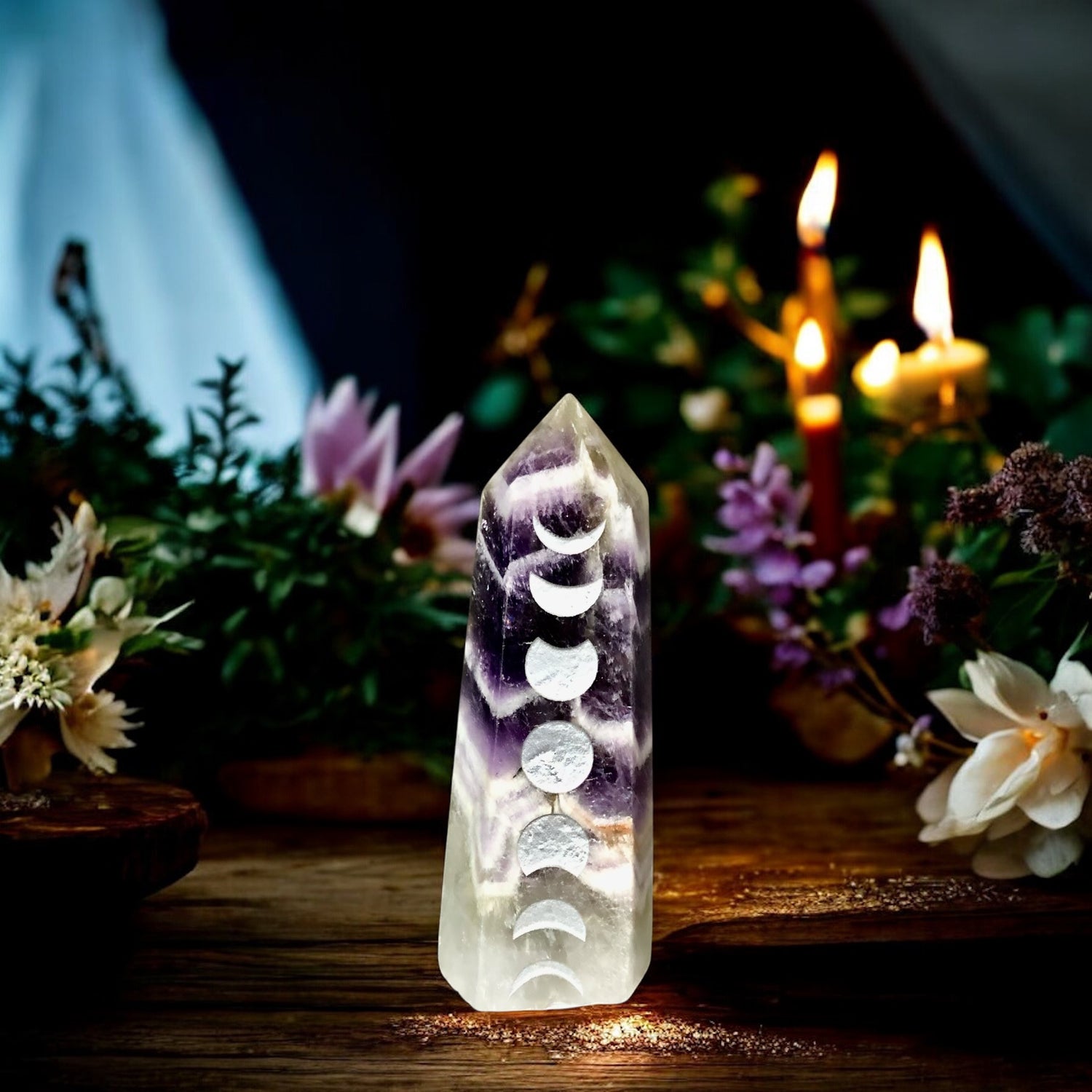 Chevron Amethyst Point | Moon Phase