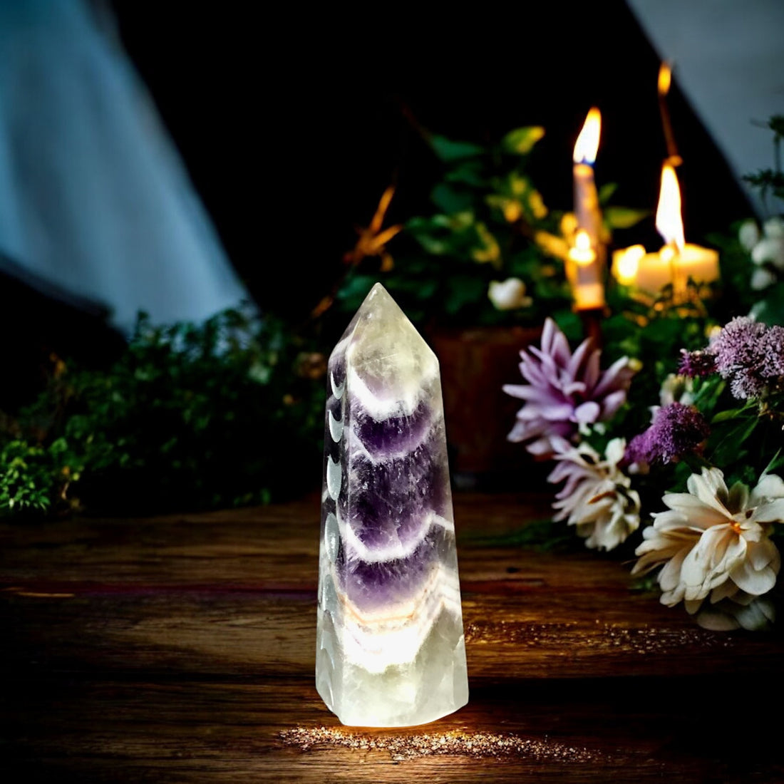 Chevron Amethyst Point | Moon Phase
