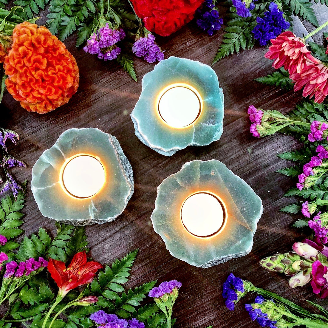 Green Aventurine Tealight Candle Holder