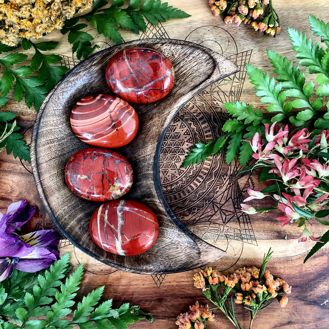 Red Jasper Pillow Palm Stone