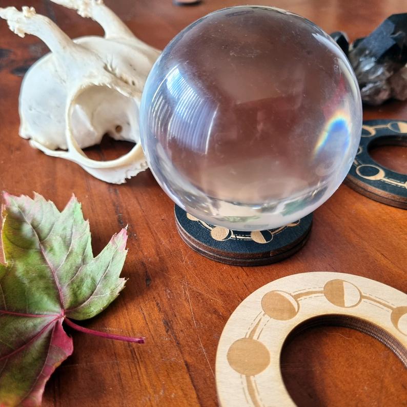 Wooden Sphere Stand | Moon Phase ~ Natural