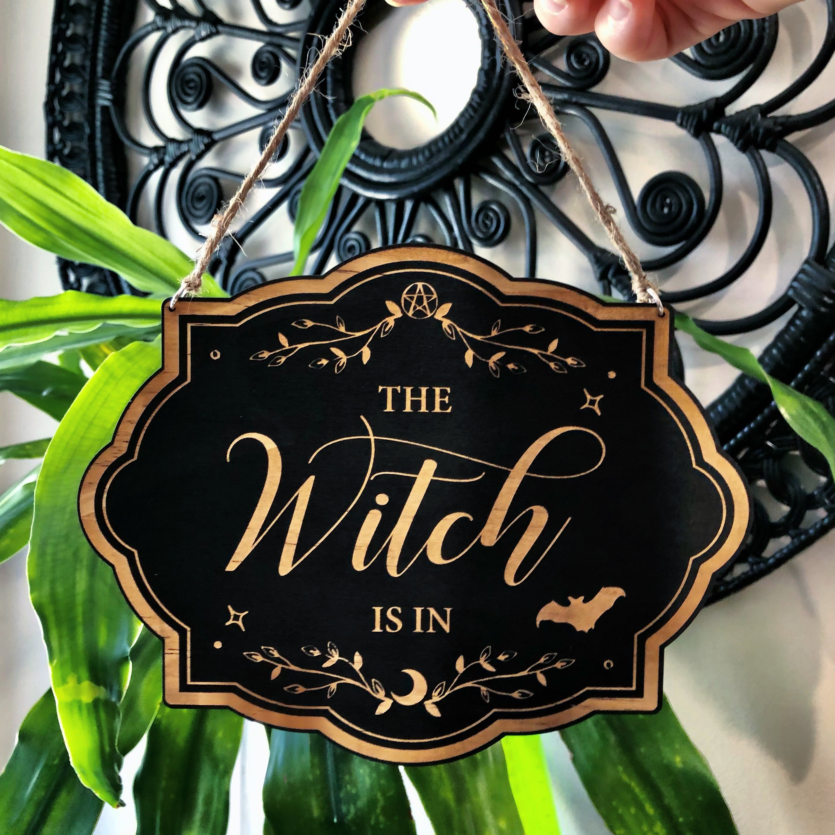 The Witch Is In/Out Wooden Sign