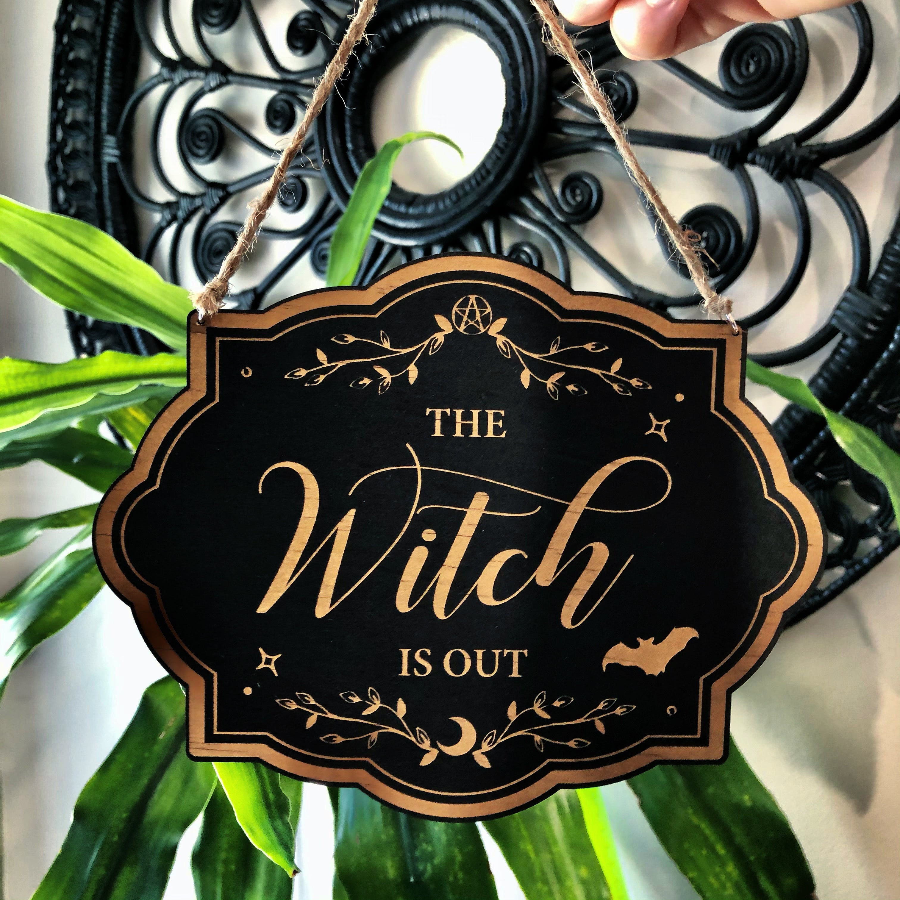 The Witch Is In/Out Wooden Sign