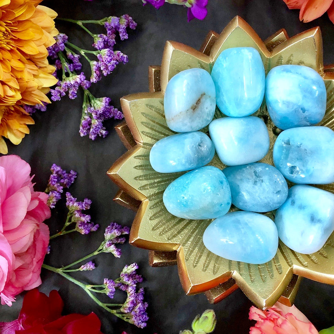 Blue Aragonite Tumbles