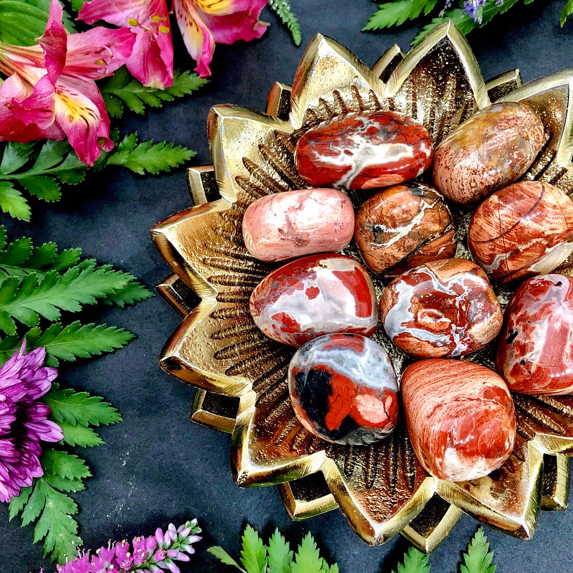 Red Silver Leaf Jasper Tumbles | Small