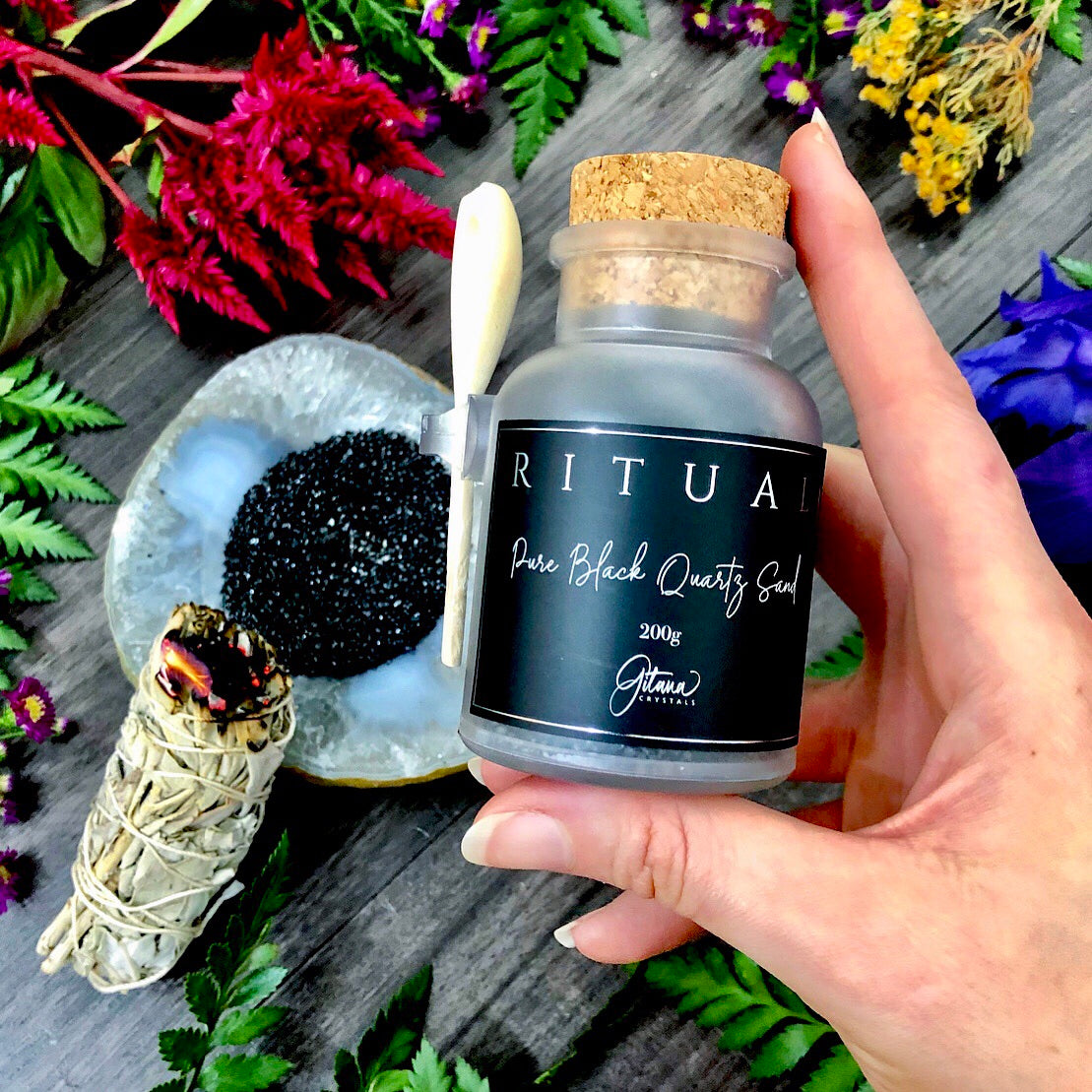 Black Quartz | Ritual &amp; Smudging Sand ~ 200g